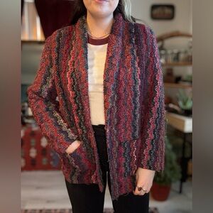 Stylish Red and Gray Women's Cardigan